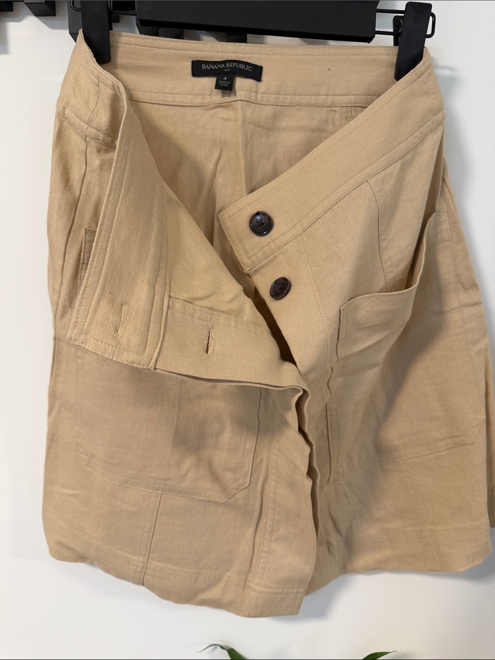 Banana Republic Womens Beige Cotton-Linen Skirt
